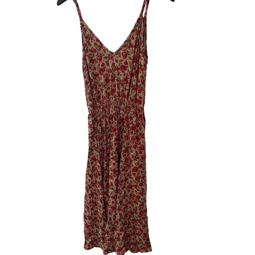 Pampelone Alisee Dress Floral Print V-Neck Shirred Waist Medium Midi Length